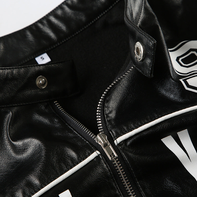 Personality Locomotive PU Leather Jacket