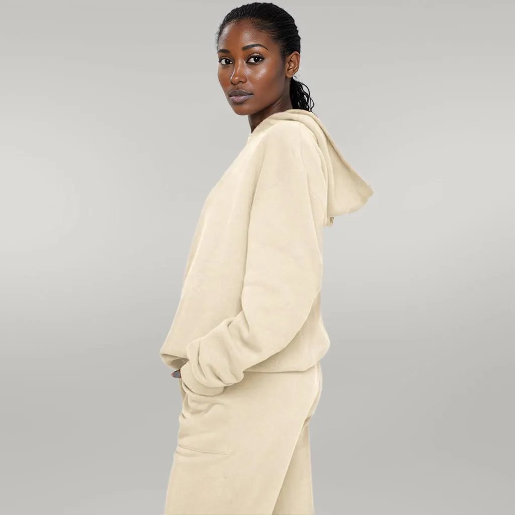 Solid Color Hooded Sweater Pants Set Women