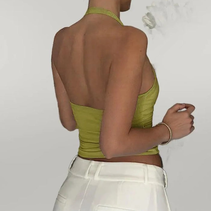Knitted Vest Sexy Slim Halter Solid Color Top