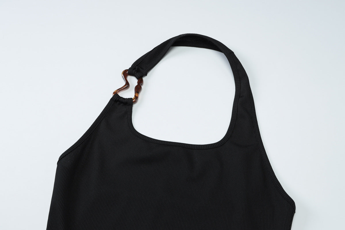 U Collar Halter Spaghetti Straps Top