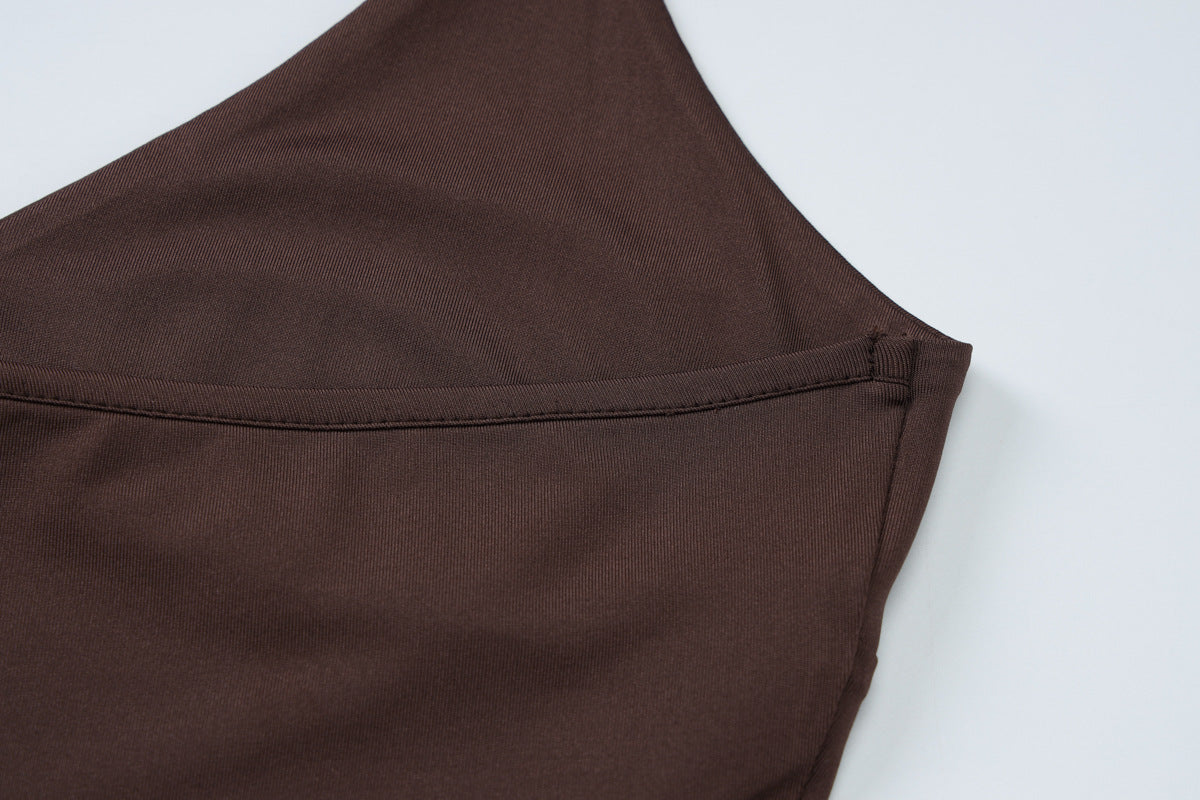 V neck Halter Lace up Slim Fit Vest