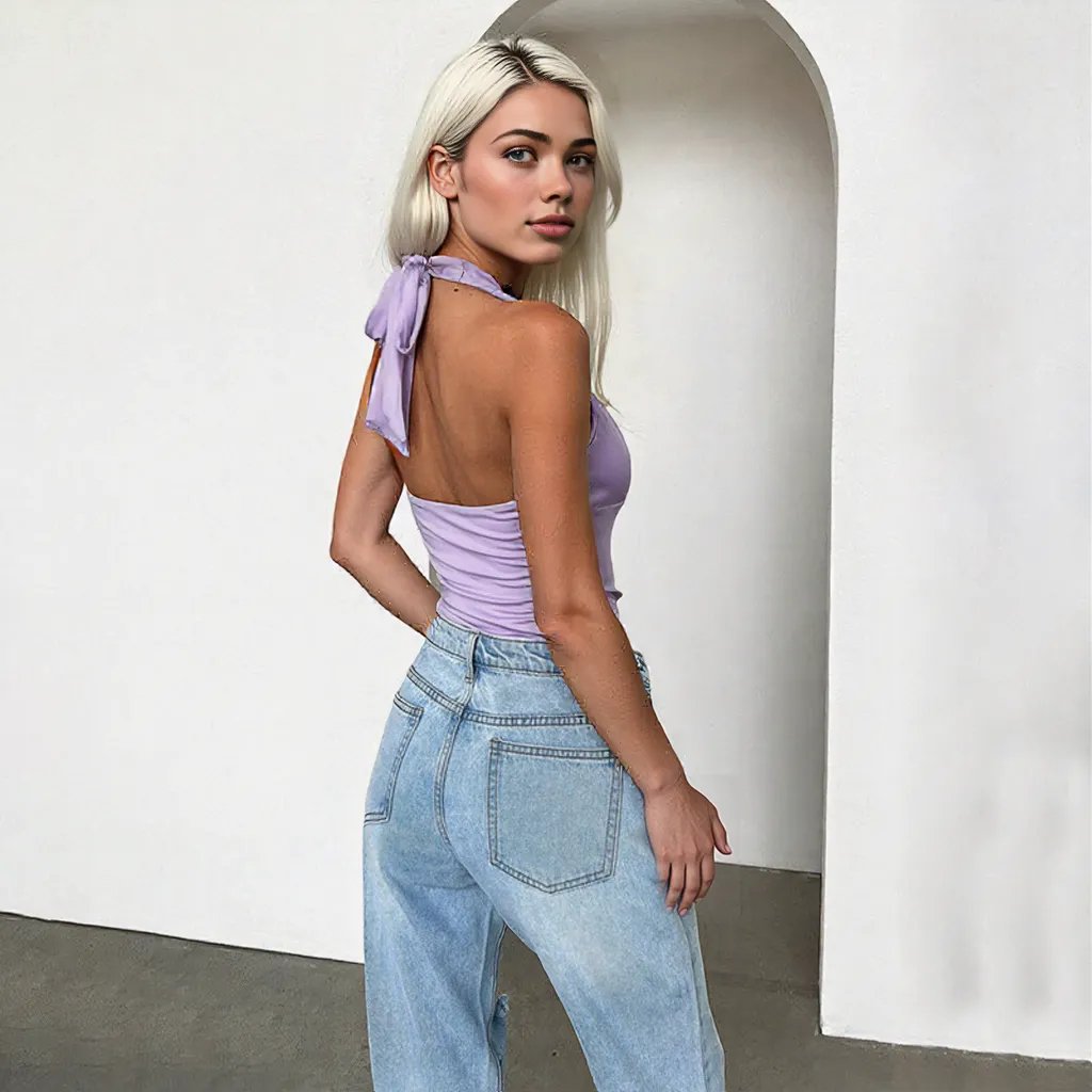 Halter Lace up Camisole Women Sexy Top