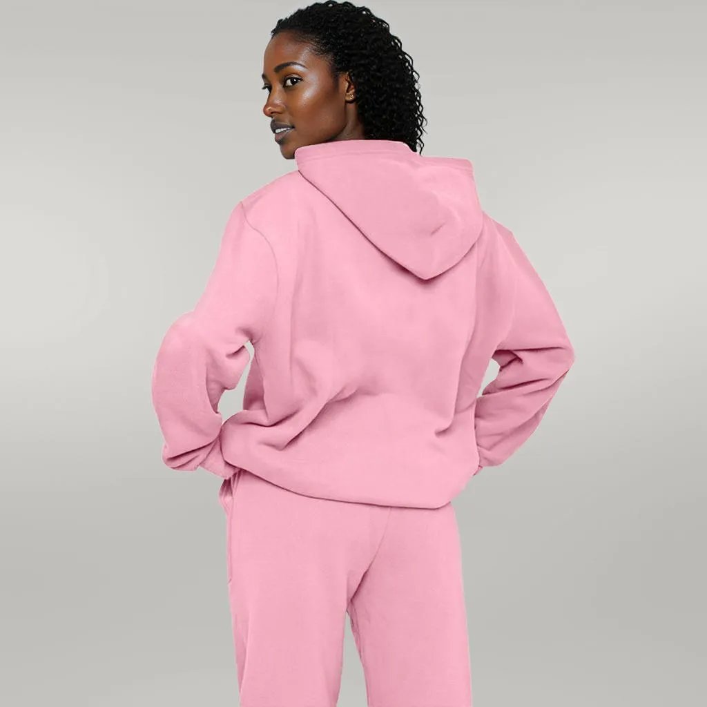 Solid Color Hooded Sweater Pants Set Women