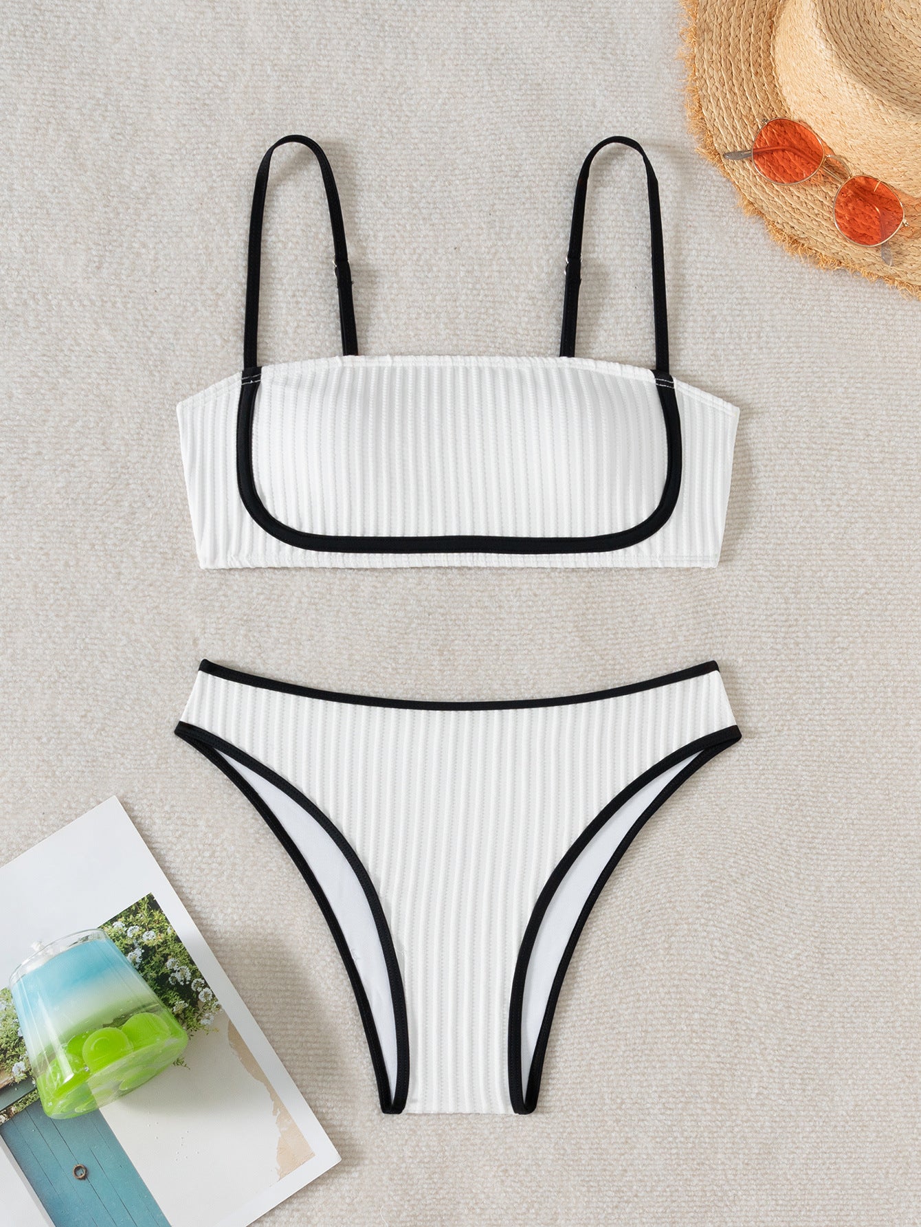 Black White Swimsuit Bare Back Sexy Swimsuit