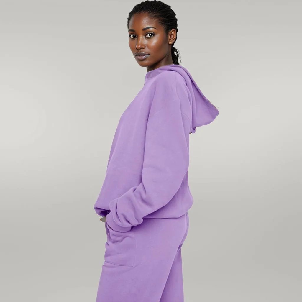 Solid Color Hooded Sweater Pants Set Women