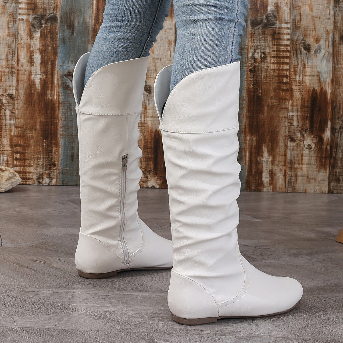 High Top Side Simple Zipper Fashionable Comfortable Boots