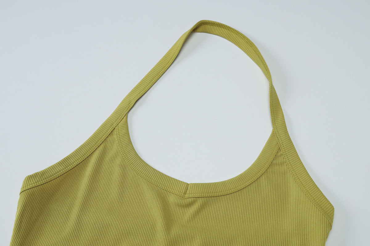 Knitted Vest Sexy Slim Halter Solid Color Top
