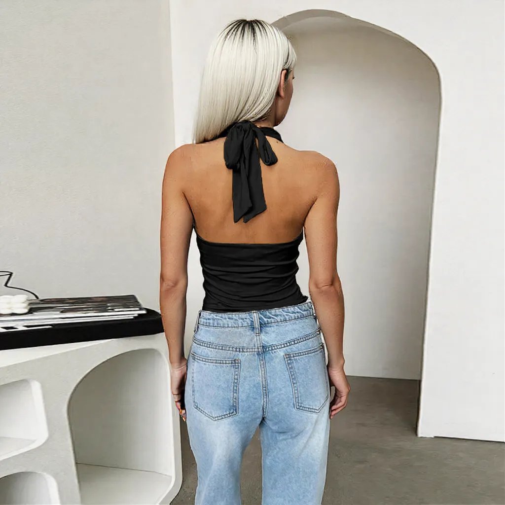 Halter Lace up Camisole Women Sexy Top