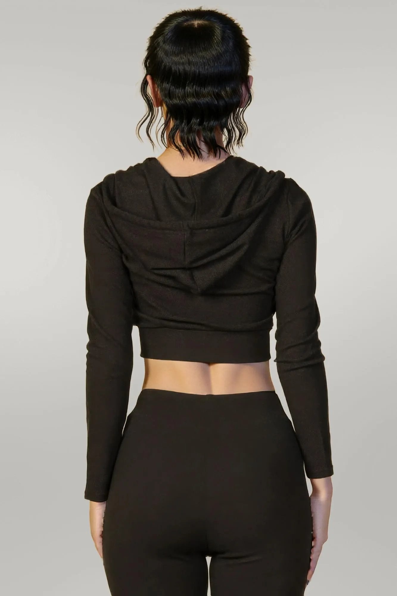 Ribbed Crop Zip Hoodie