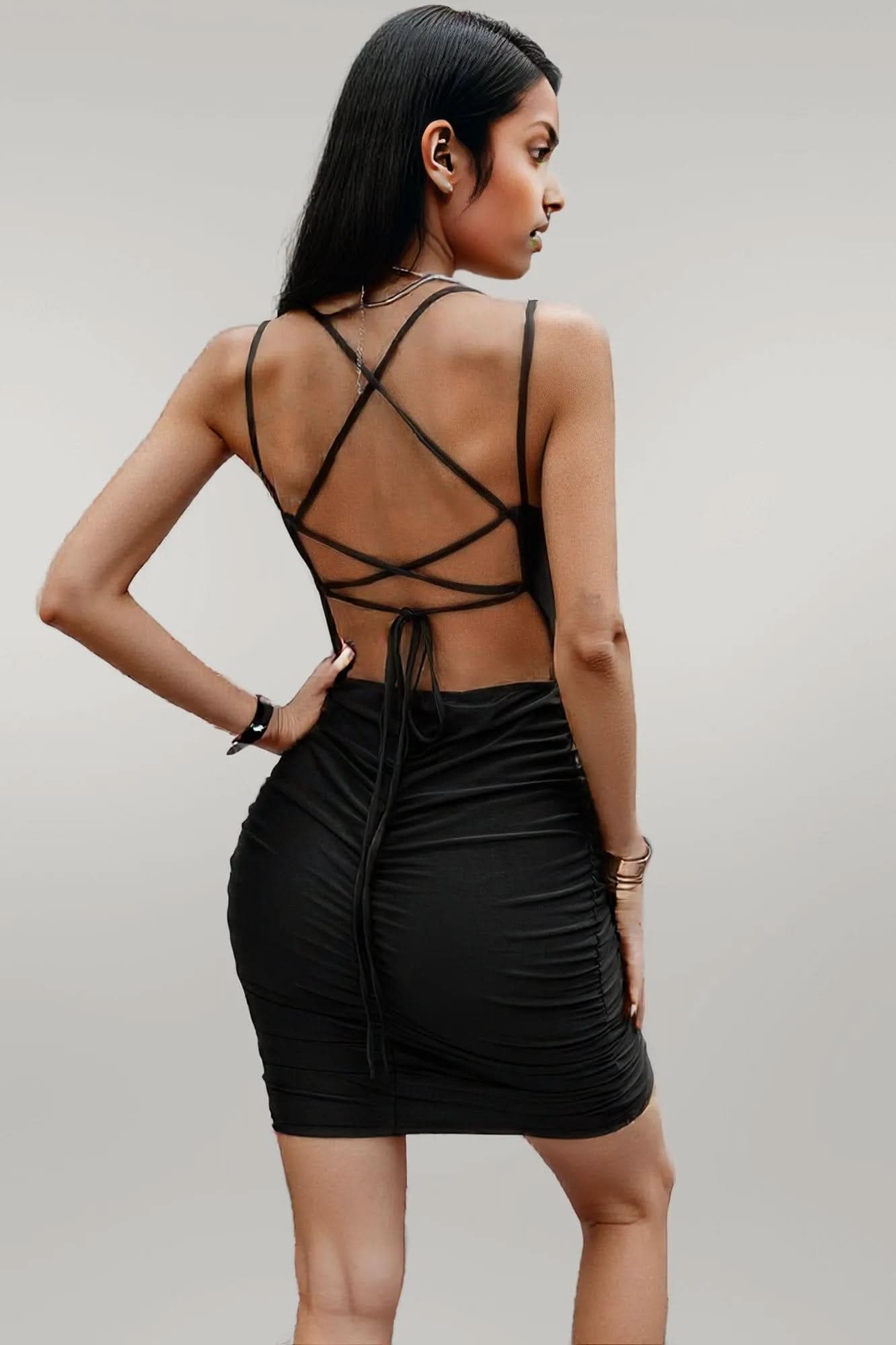 Sleeveless Solid Wrap Bodycon Mini Dress