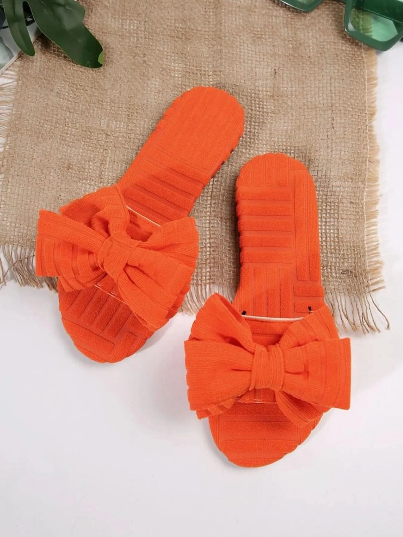 Bow Knot Open Toe Slippers Orange