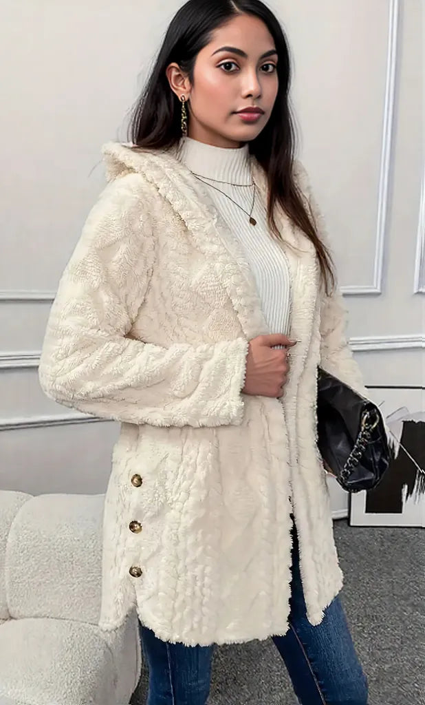 Faux Fur Teddy Coat with Button Front