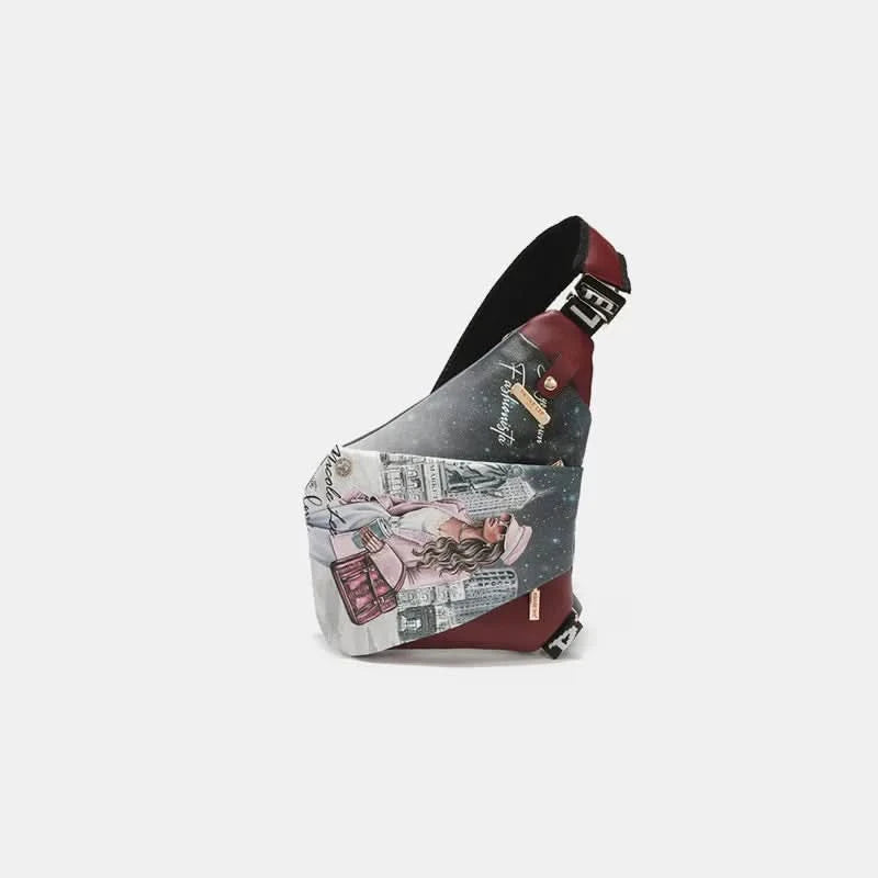Nicole Lee USA Vegan Leather Leopard & Lip Pattern Crossbody Bag Sara is soft but strong One Size