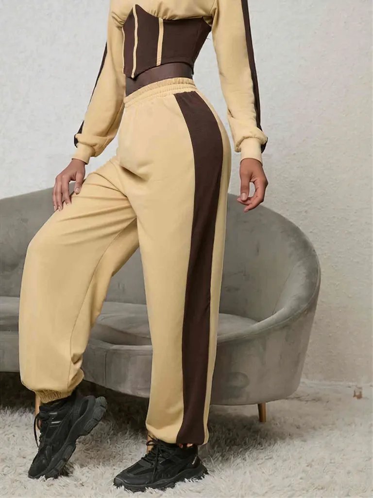 Contrast Sweatshirt and Sweatpants Set