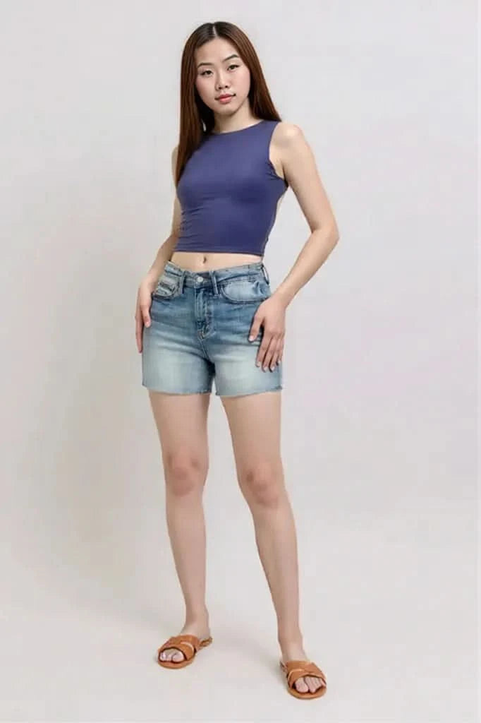 Judy Blue Full Size High Waist Star Seam Detail Denim Shorts