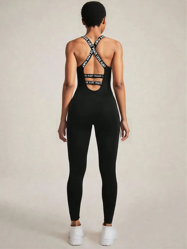Crisscross Back Sleeveless Active Jumpsuit