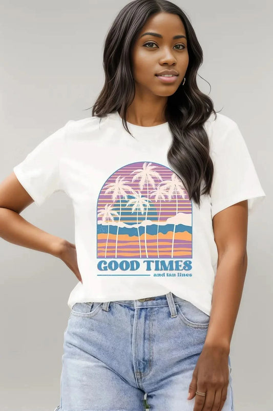 Graphic Round Neck Short Sleeve T-Shirt