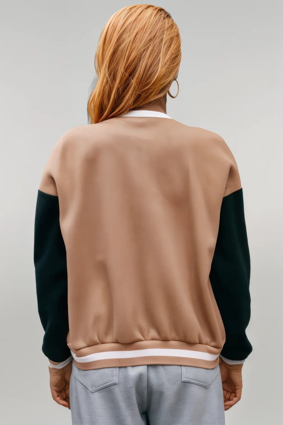 Ivy Lane Contrast Baseball Collar Snap Down Jacket