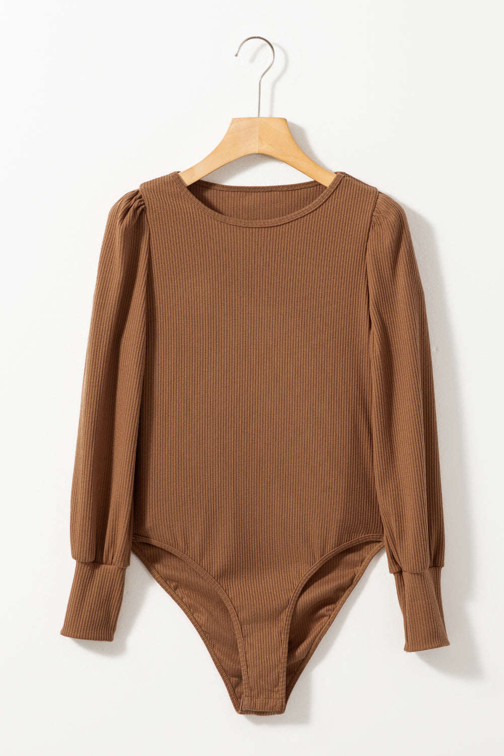 Apricot Ribbed Balloon Sleeve Bodysuit