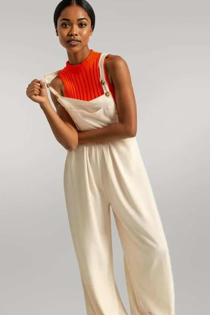 HYFVE Pleated Detail Front Pocket Wide Strap Overalls