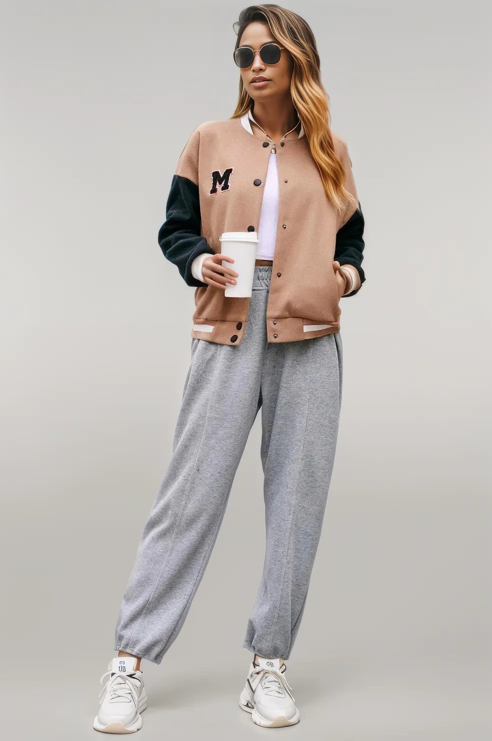 Ivy Lane Contrast Baseball Collar Snap Down Jacket