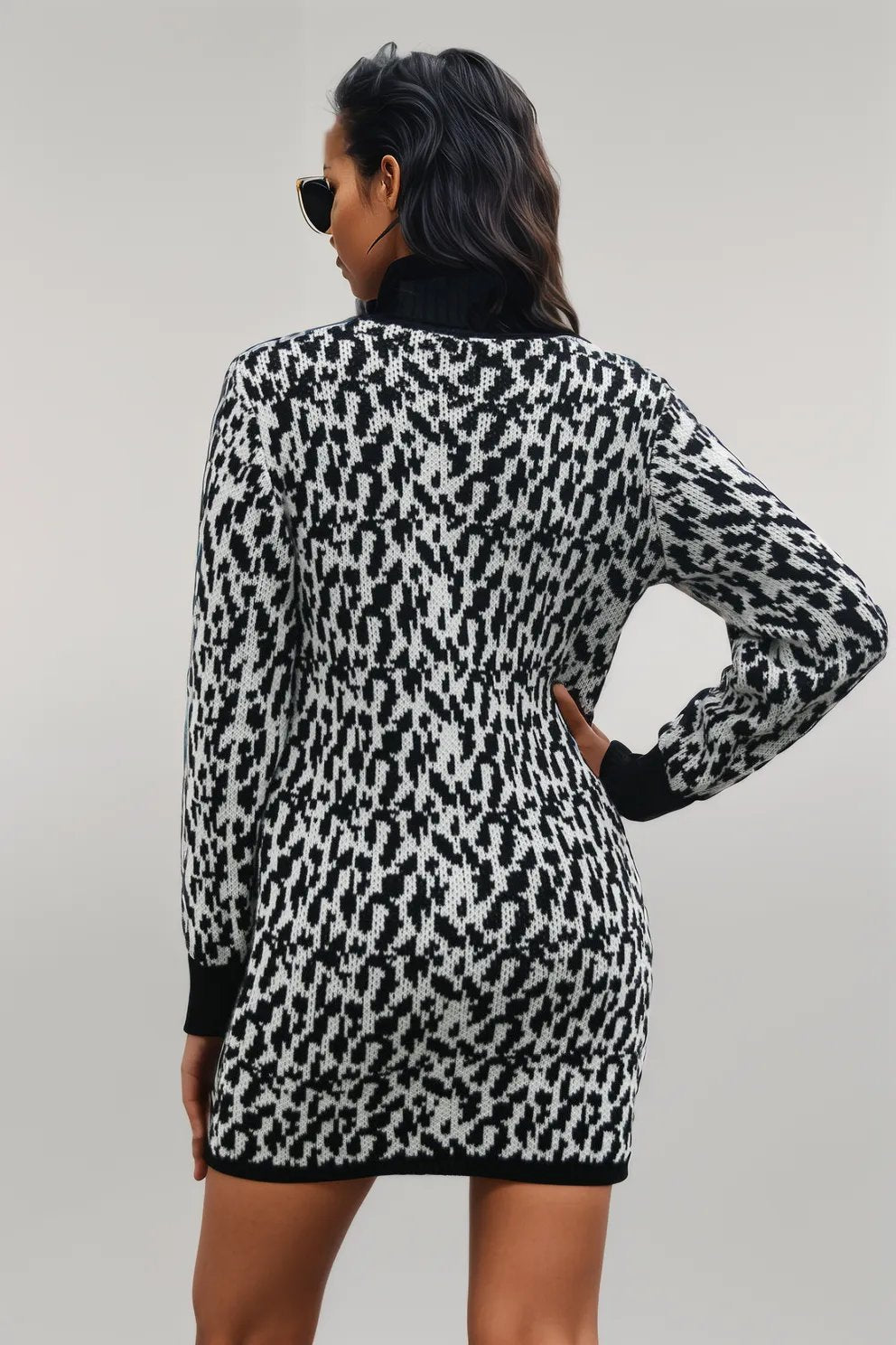 Heathered Turtleneck Mini Sweater Dress