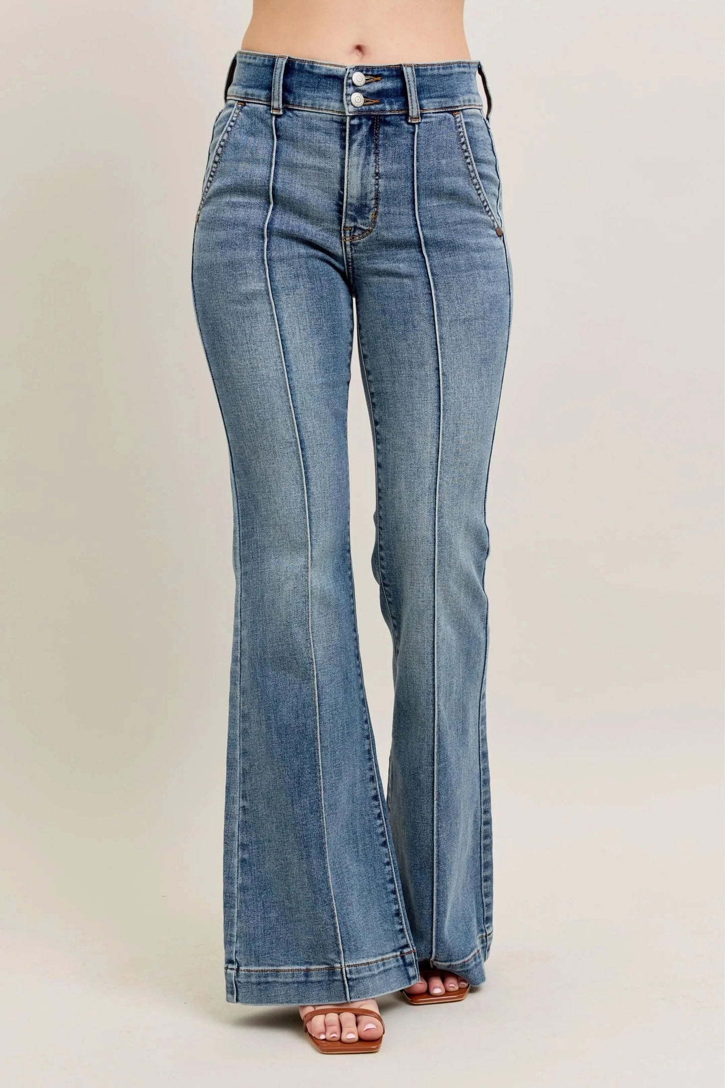 Judy Blue Full Size High-Waist Flare Denim Jeans with Front Seam Detail MD