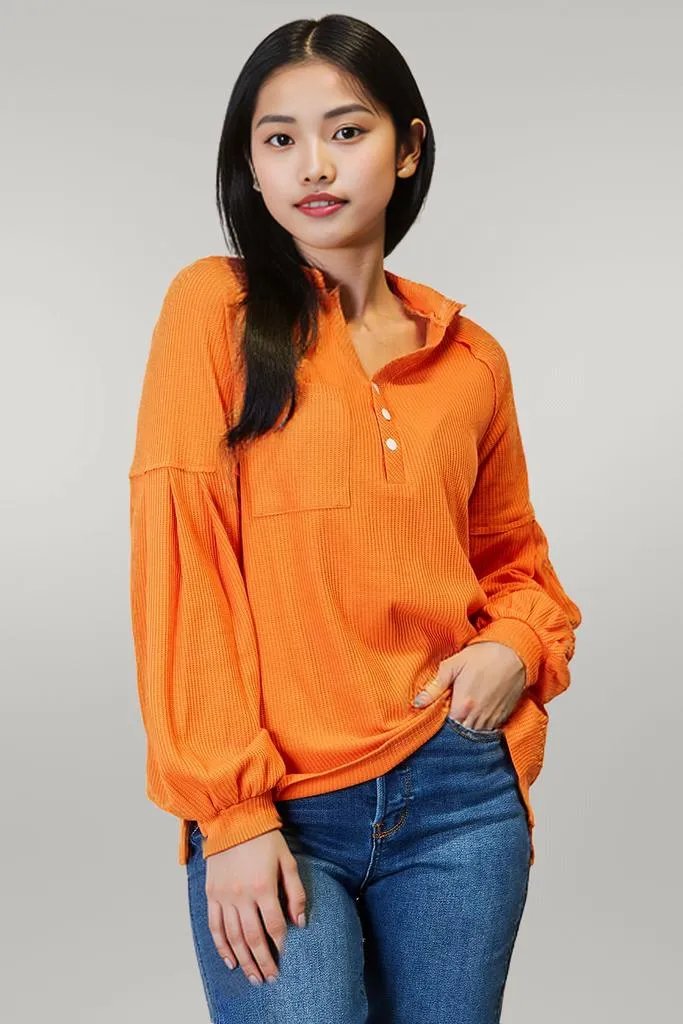 Basic Bae Side Slit Buttoned Waffle Knit Hoodie