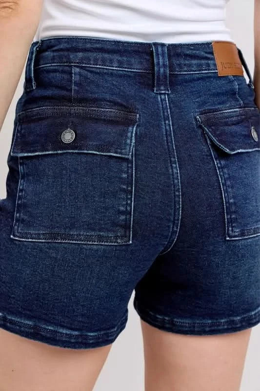 Judy Blue Full Size High Waist Back Flap Pocket Denim Shorts