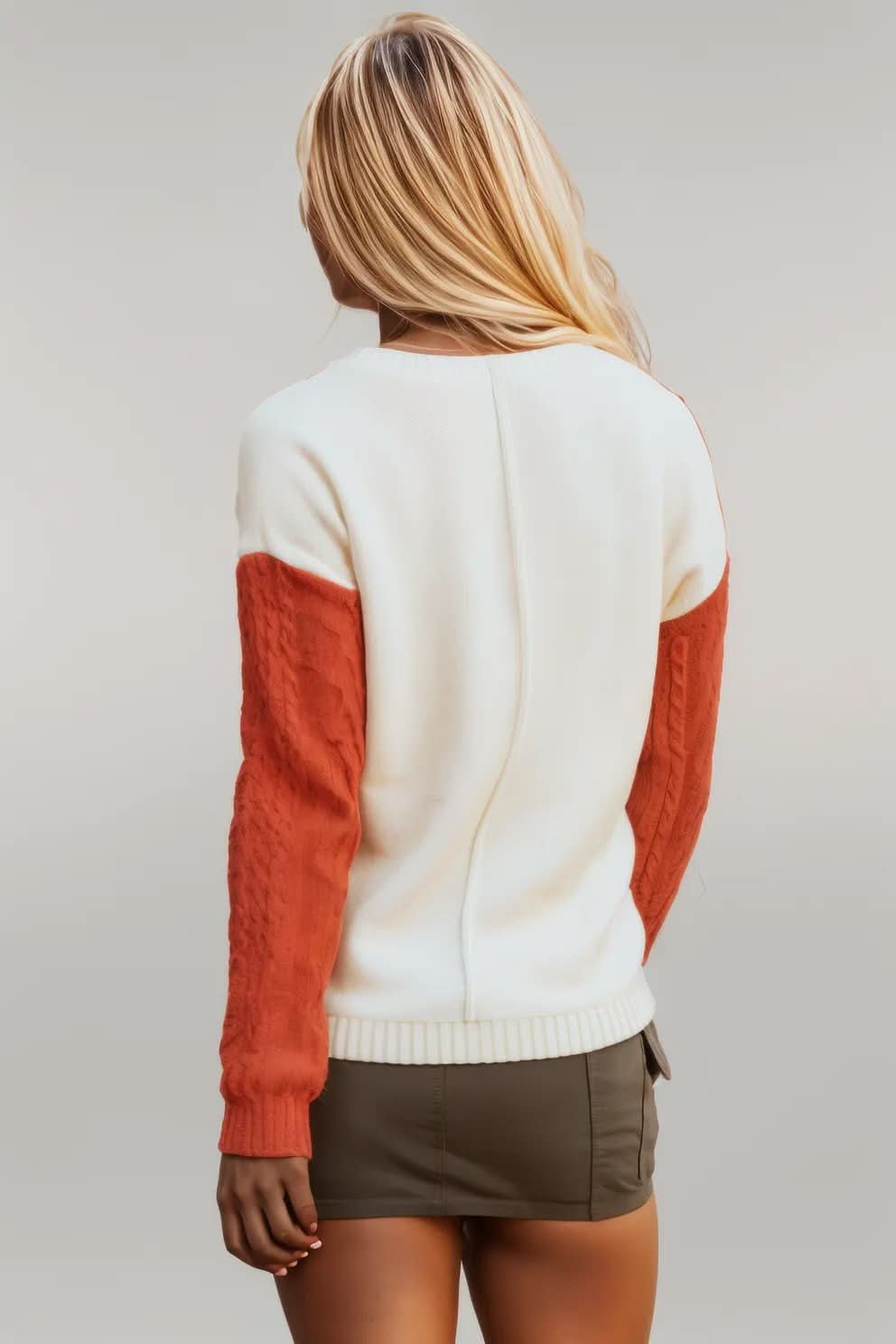 Gold Flame Colorblock Patched Pocket Drop Shoulder Sweater Gold Flame 65%Acrylic+35%Polyamide