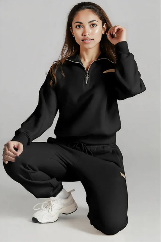 Quarter Zip Top and Drawstring Pants Active Set