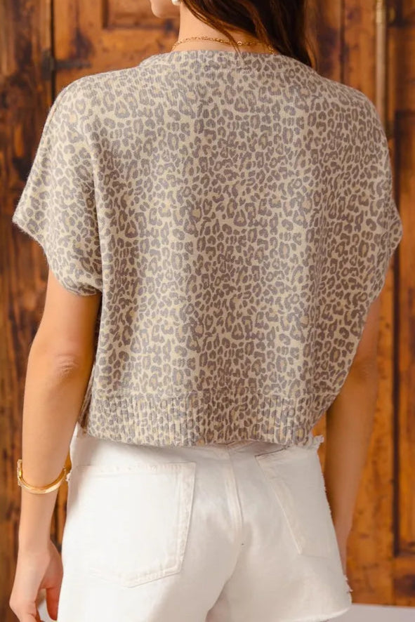 SO ME Leopard Print Button Front Sweater Cardigan