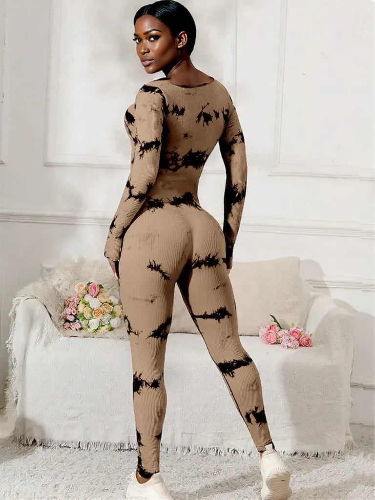 Scoop Neck Long Sleeve Active Jumpsuit