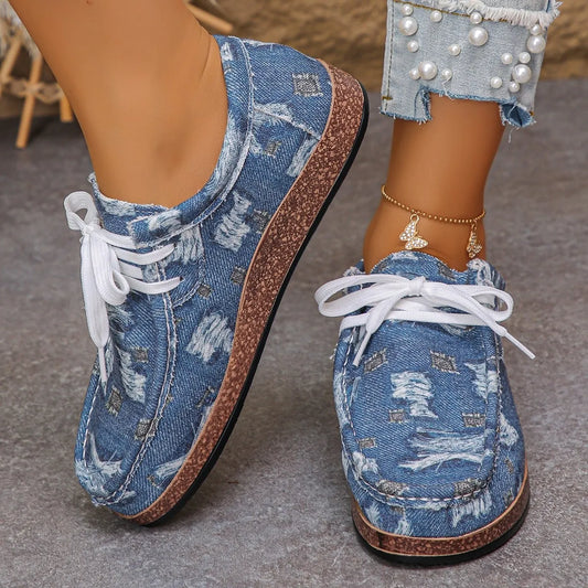 Lace Up Platform Sneakers Light Blue
