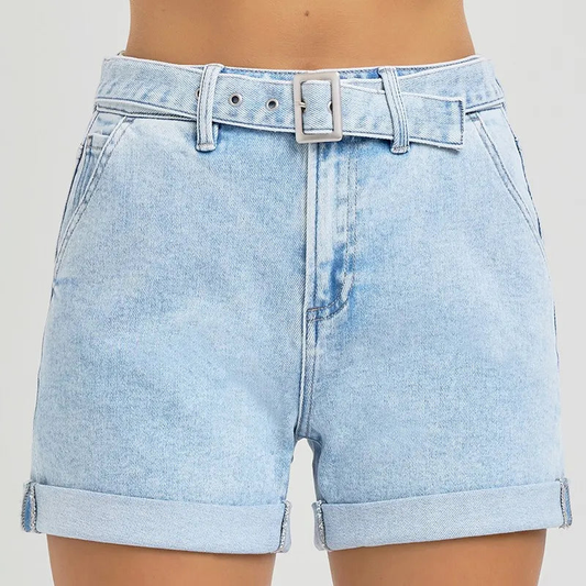 RISEN Full Size High Rise Belted Roll Up Shorts