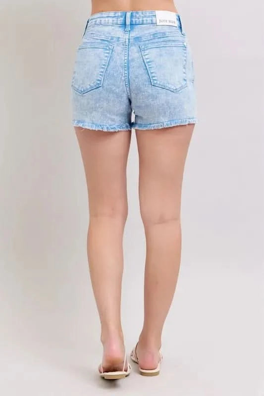 Judy Blue Full Size Mid Rise Garment Dyed Denim Shorts