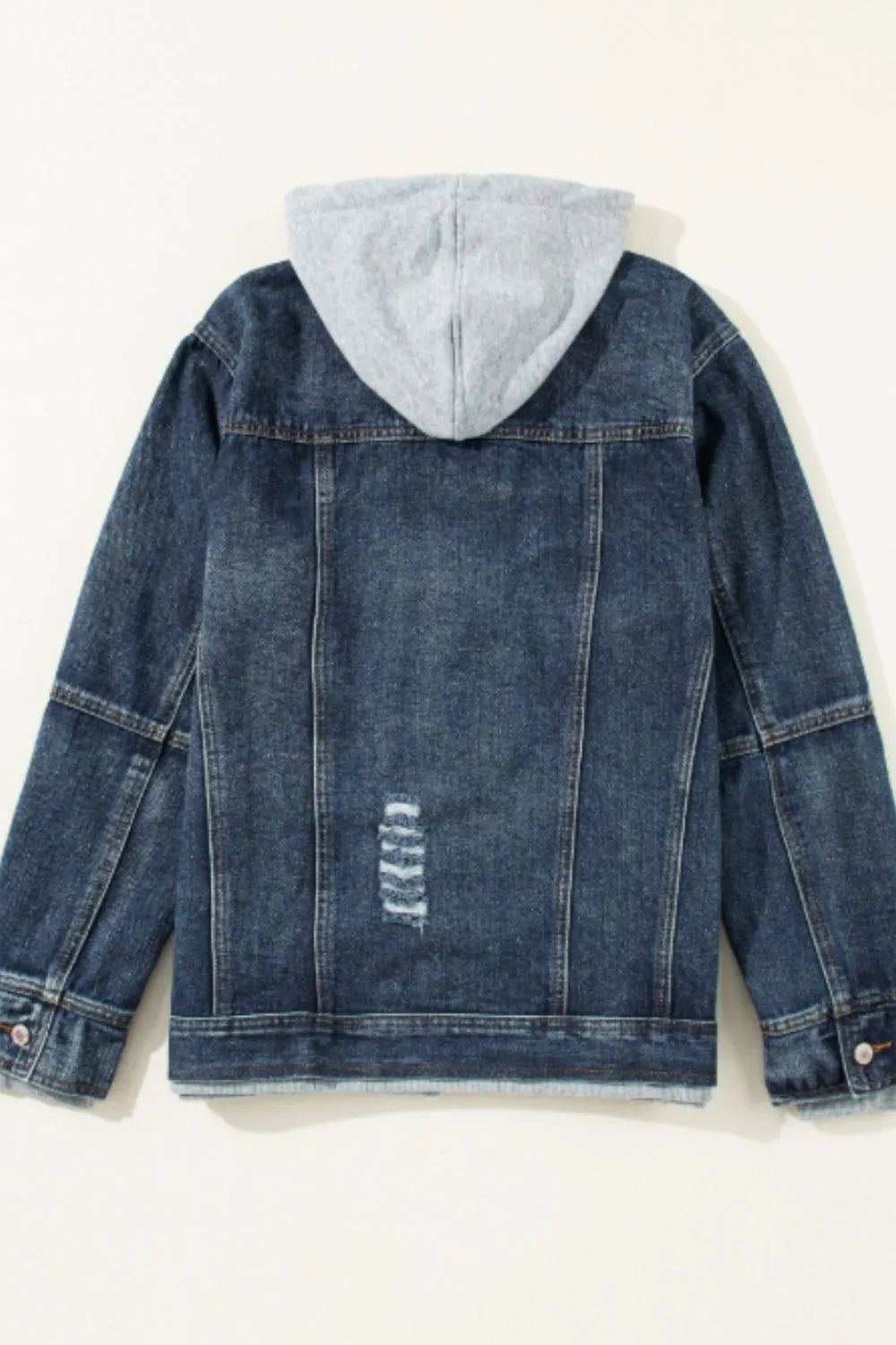 Two-Piece Hooded Zip-Up Denim Jacket