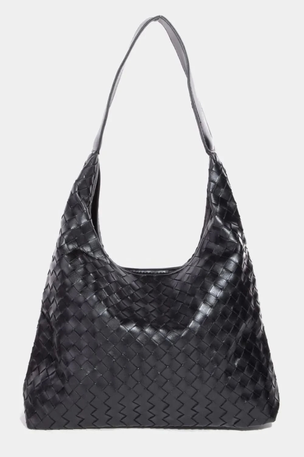Fame Woven Faux Leather Tote Bag BK One Size