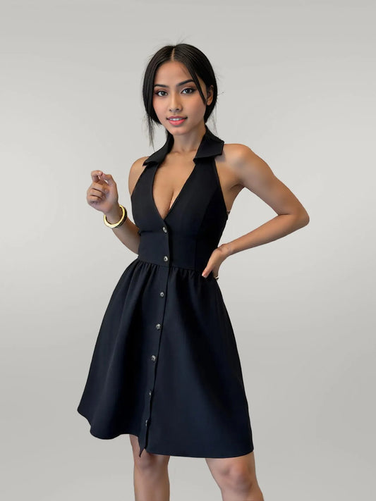 Halter Neck Sleeveless Mini Dress