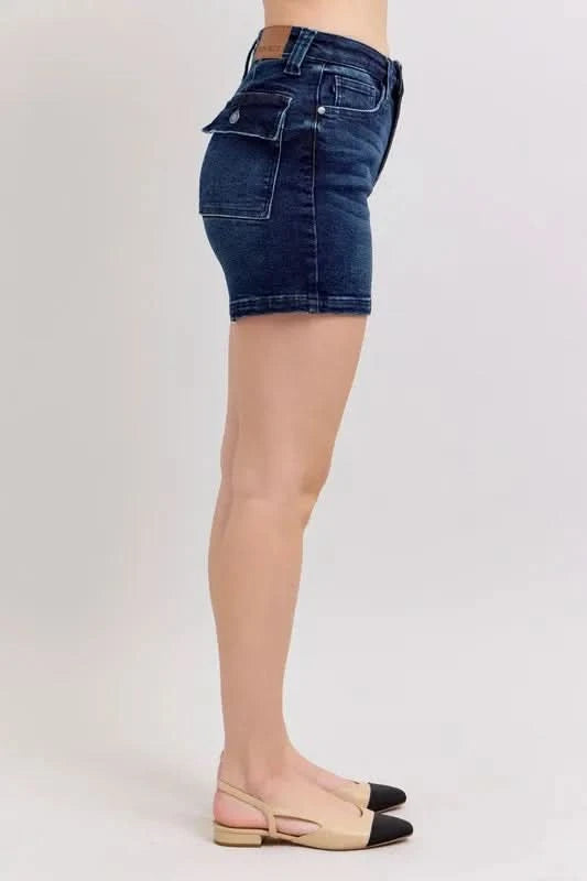Judy Blue Full Size High Waist Back Flap Pocket Denim Shorts