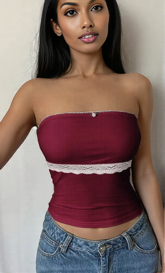 Lace Trim Tube Top