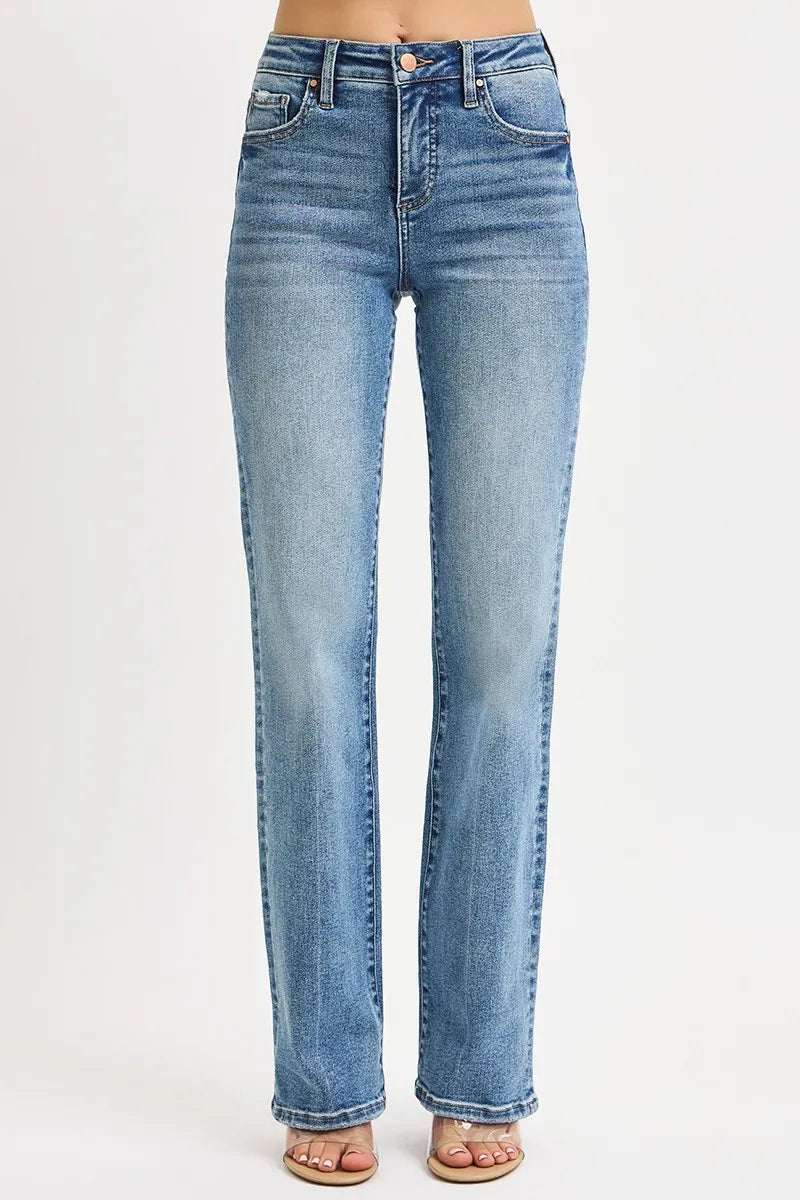 RISEN Full Size Tummy Control High Rise Straight Jeans