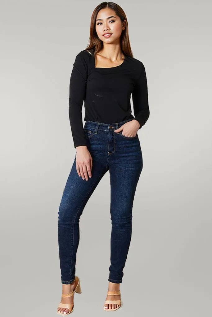 Basic Bae Asymmetrical Neck Long Sleeve Top
