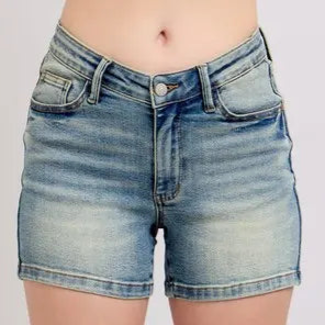 Judy Blue Full Size V-Front Vintage Wash Shorts