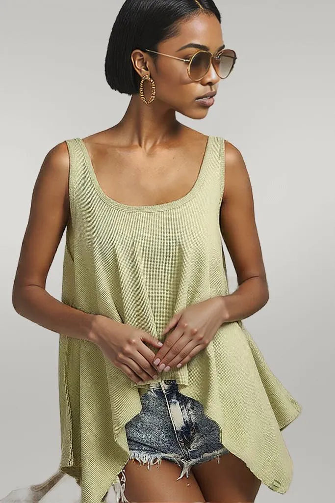 BiBi High and Low Flare Knit Tank Top