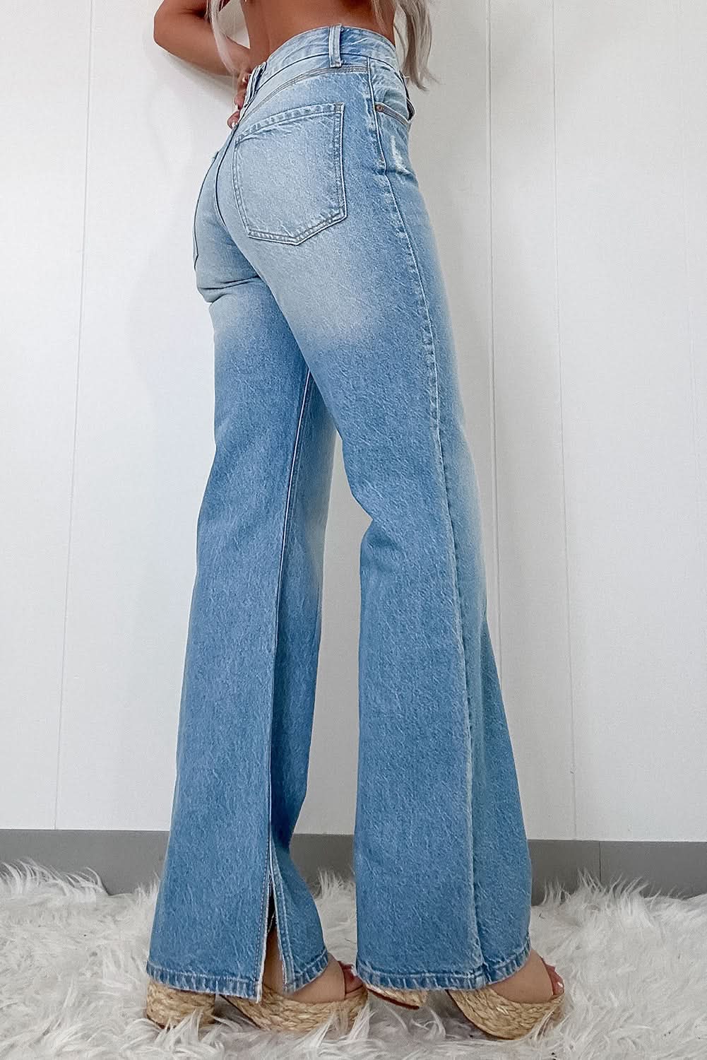 Myosotis High Rise Shift Slit Leg Straight Jeans Myosotis 75%Cotton+23%Polyester+2%Elastane