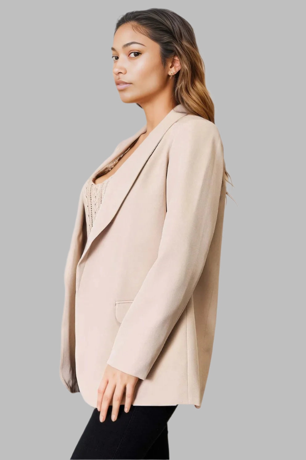Devine Shawl Collar Long Sleeve Blazer