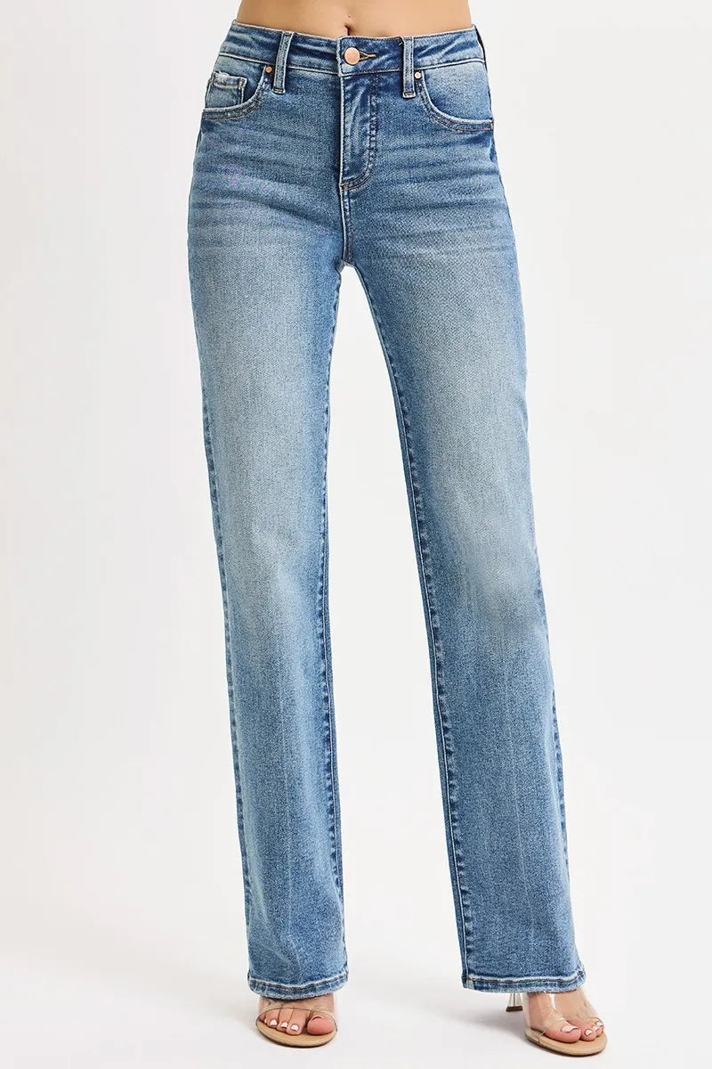 RISEN Full Size Tummy Control High Rise Straight Jeans