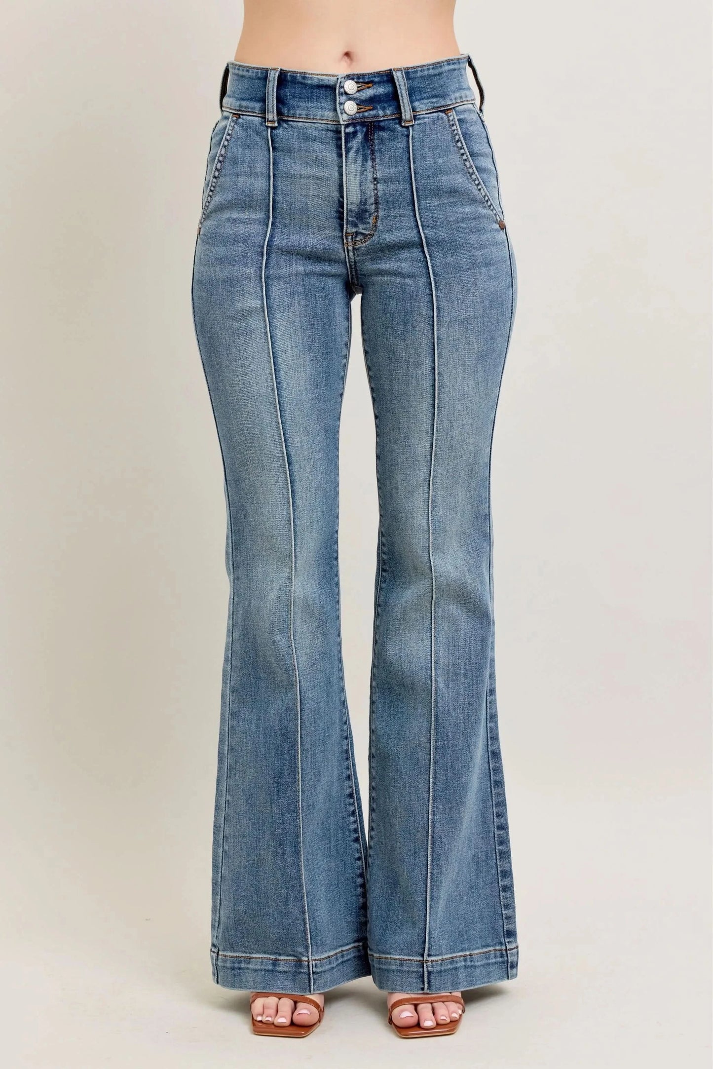 Judy Blue Full Size High-Waist Flare Denim Jeans with Front Seam Detail