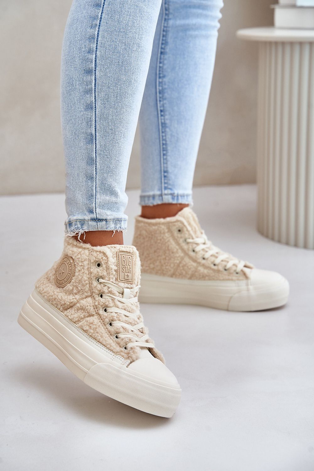 BIG STAR Made with fashionable sheepskin beige